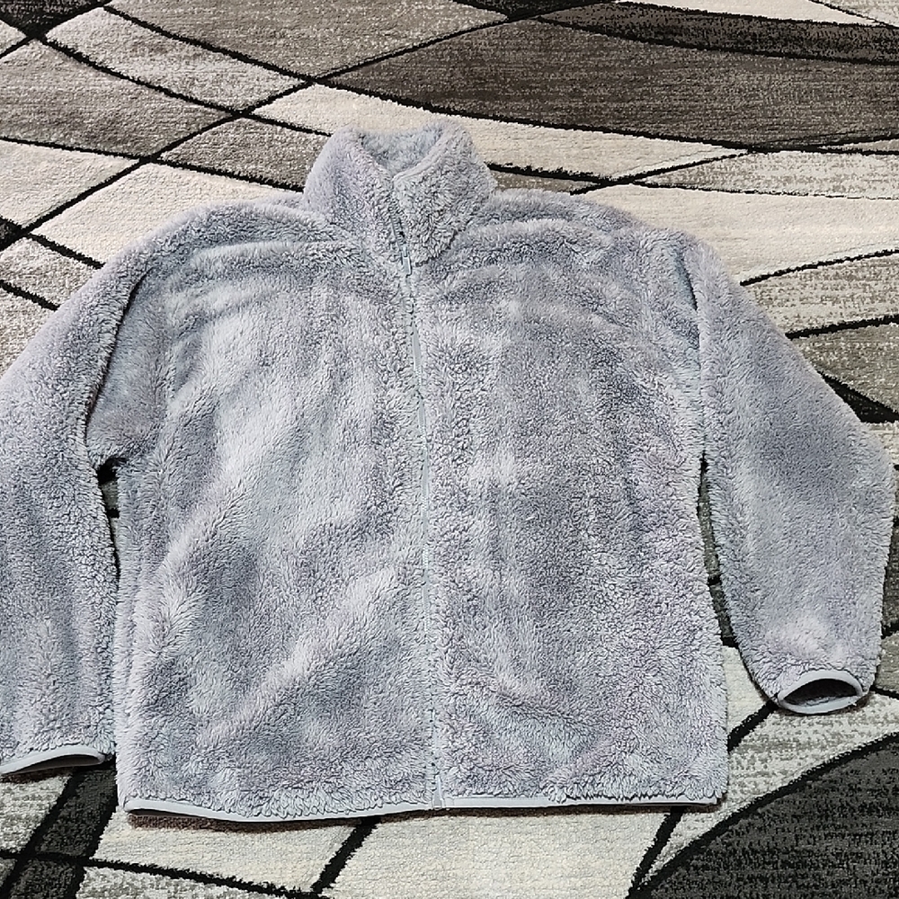 VS PINK 2022 GRAY COZY FAUX-FUR TEDDY FULL-ZIP OUTWEAR JACKET